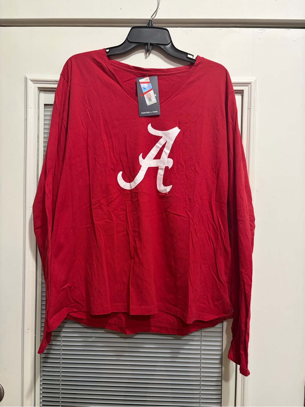 Fanatics Red V-Neck Women's Tee with White Logo